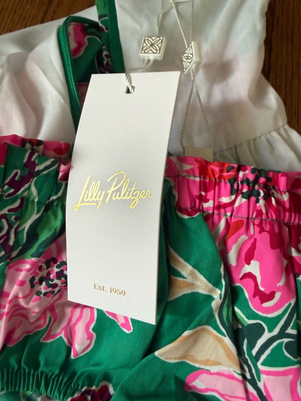 NWT Lilly Pulitzer Baby Dress Bloomer Set 18-24M Pink Green Floral - Picture 8 of 8